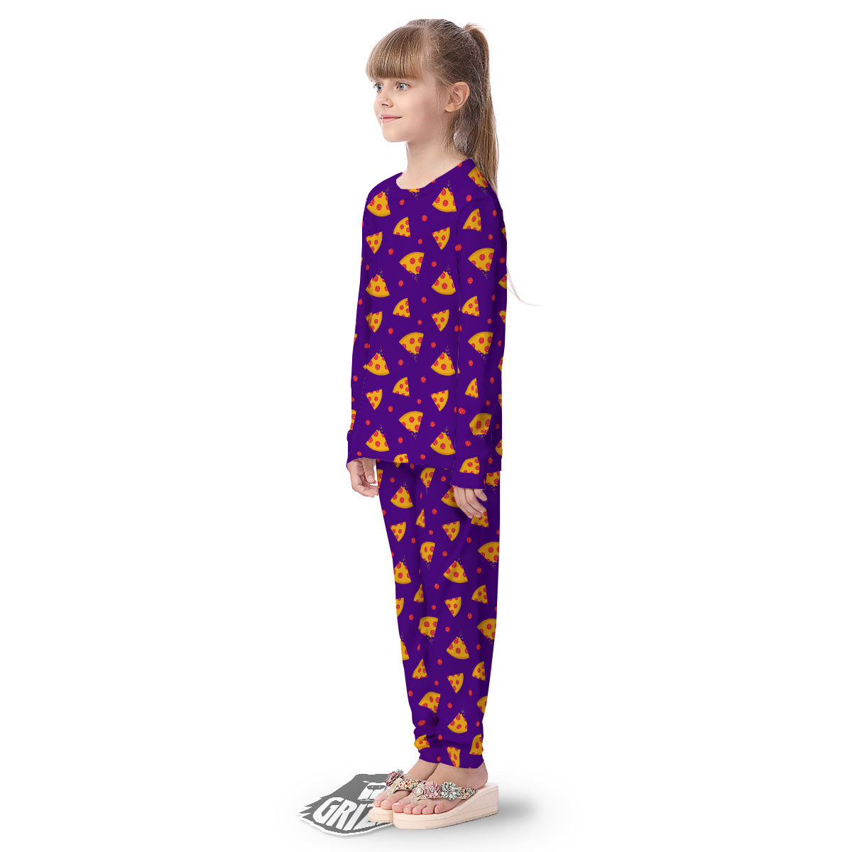 Pizza Purple Print Pattern Kid's Pajamas-grizzshop