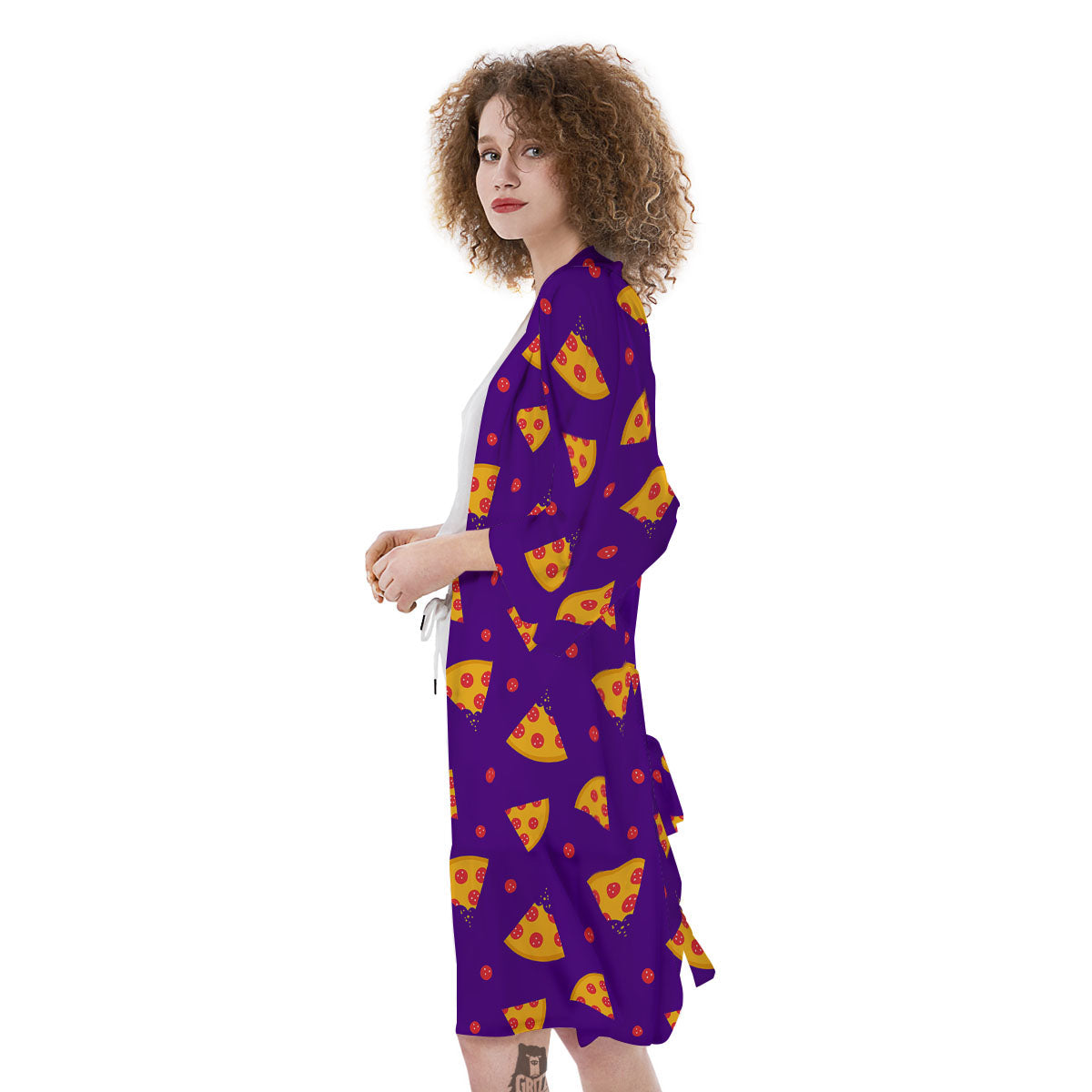 Pizza Purple Print Pattern Kimono-grizzshop