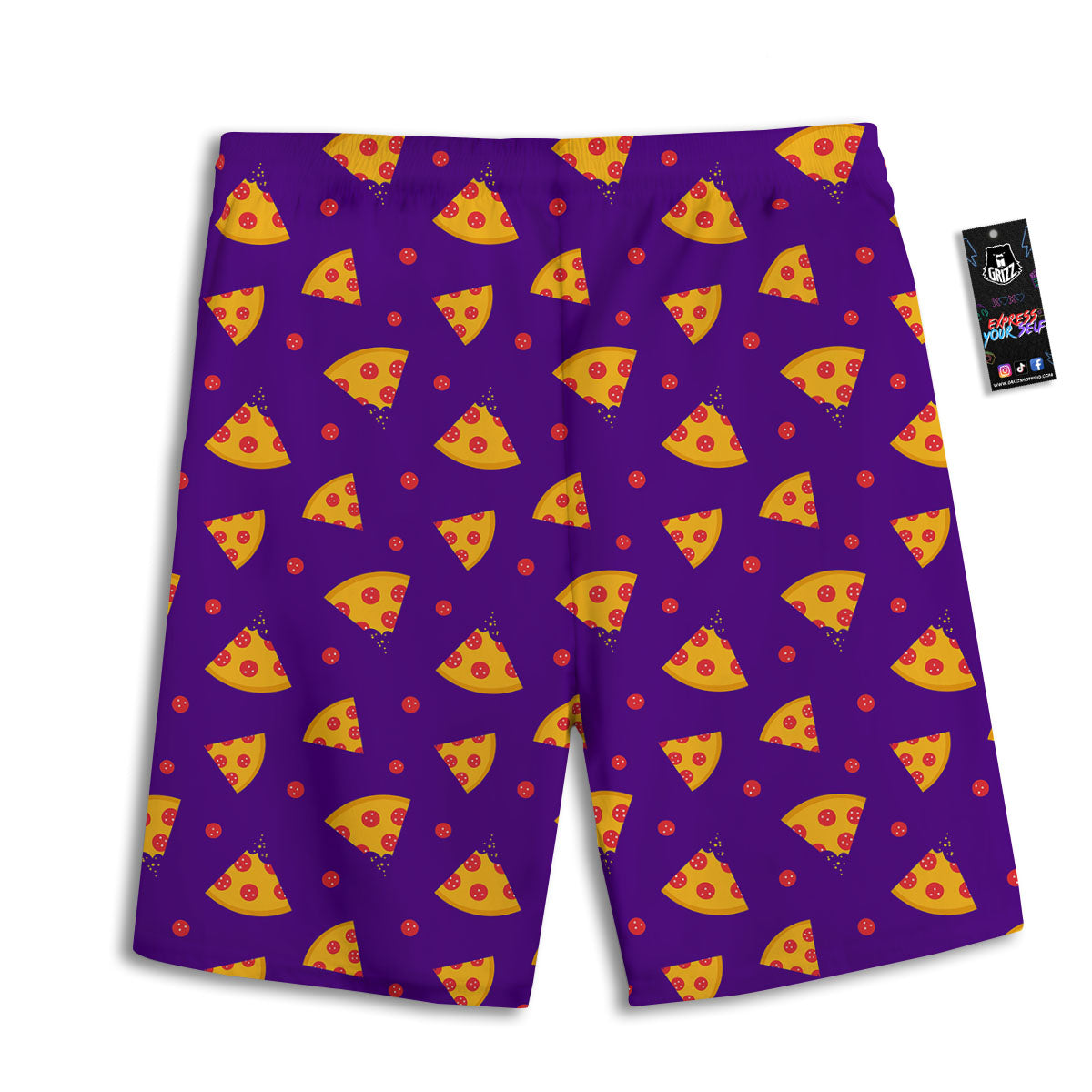 Pizza Purple Print Pattern Men's Athletic Shorts