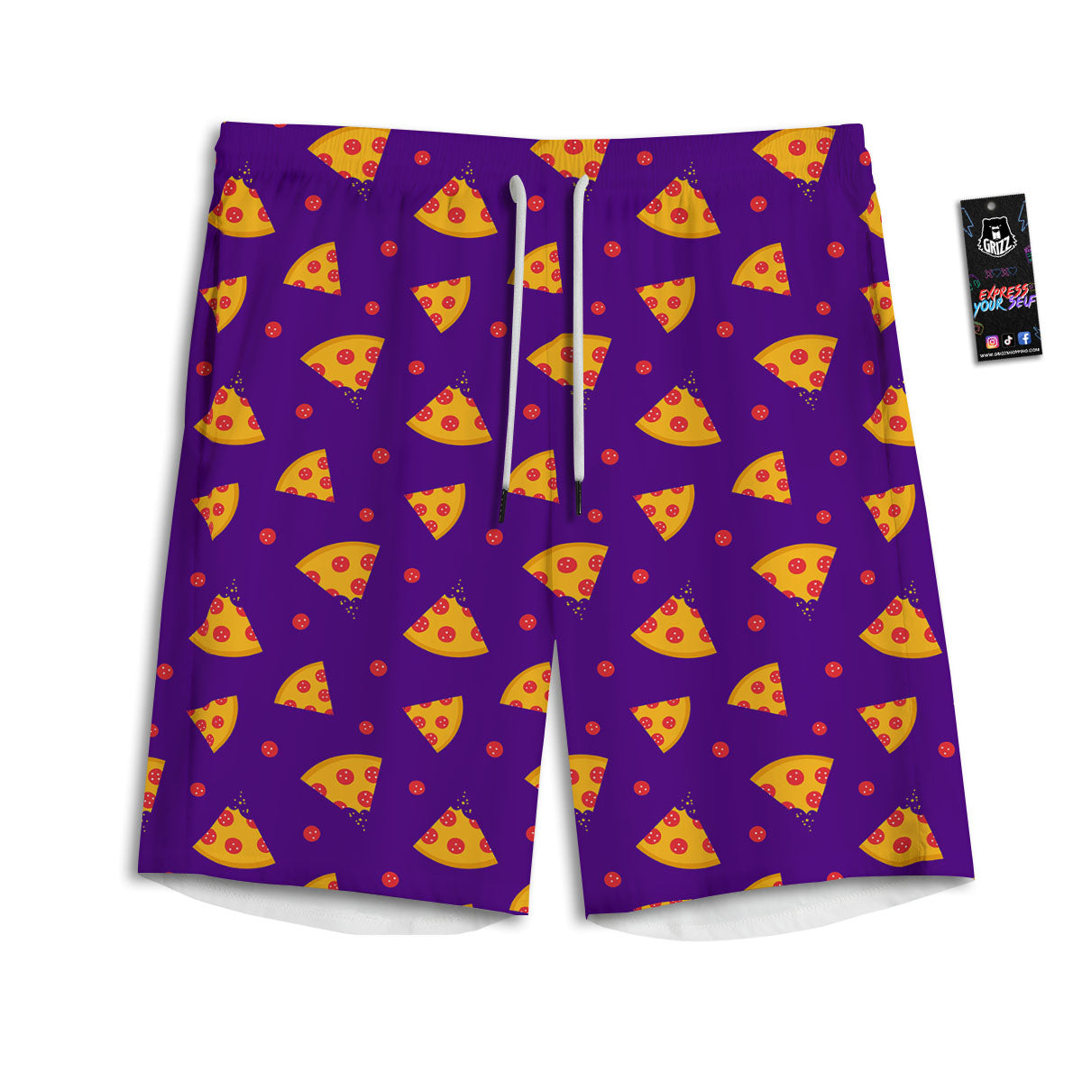 Pizza Purple Print Pattern Men's Athletic Shorts
