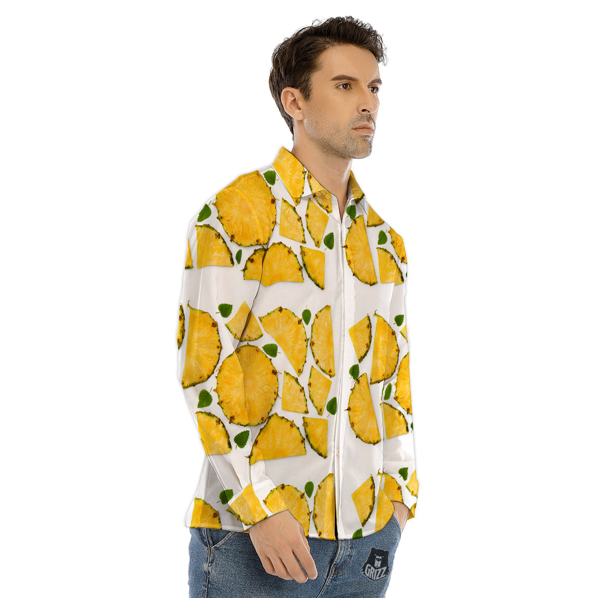 Pizza Purple Print Pattern Men's Dress Shirts-grizzshop