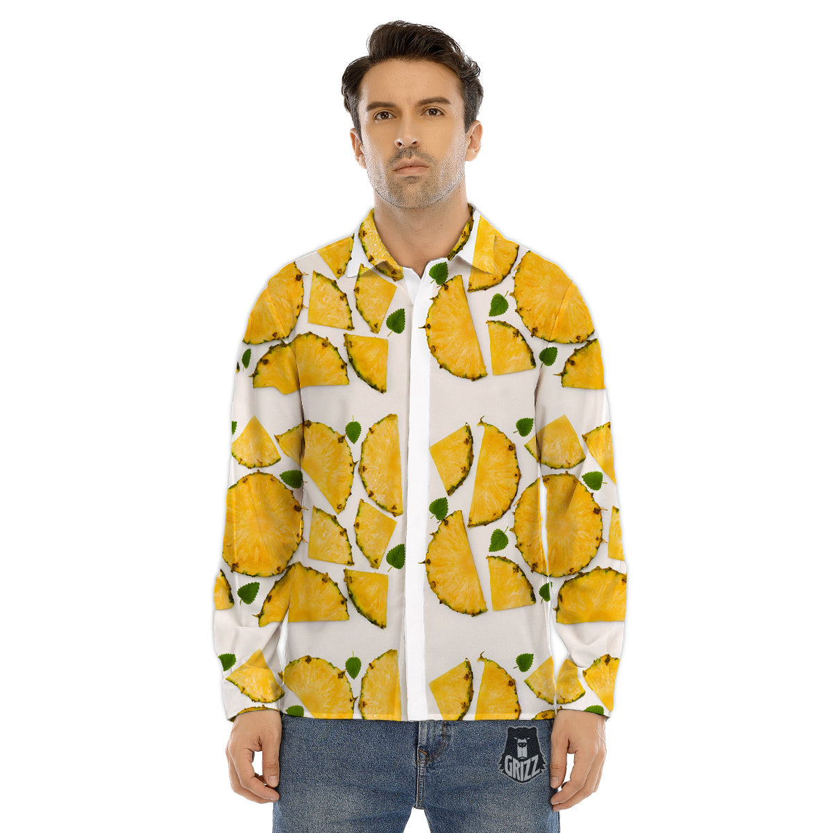 Pizza Purple Print Pattern Men's Dress Shirts-grizzshop