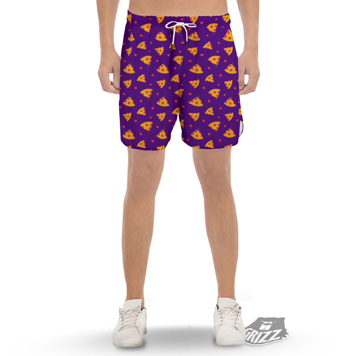 Pizza Purple Print Pattern Men's Gym Shorts-grizzshop