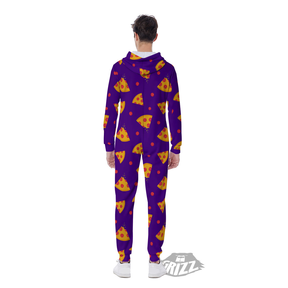 Pizza Purple Print Pattern Men's Jumpsuit-grizzshop