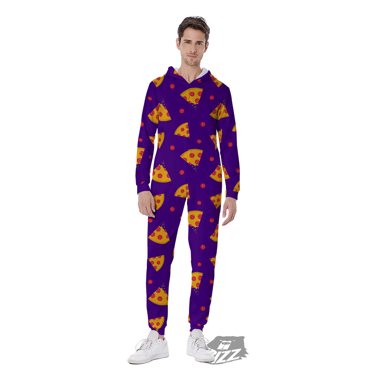 Pizza Purple Print Pattern Men's Jumpsuit-grizzshop