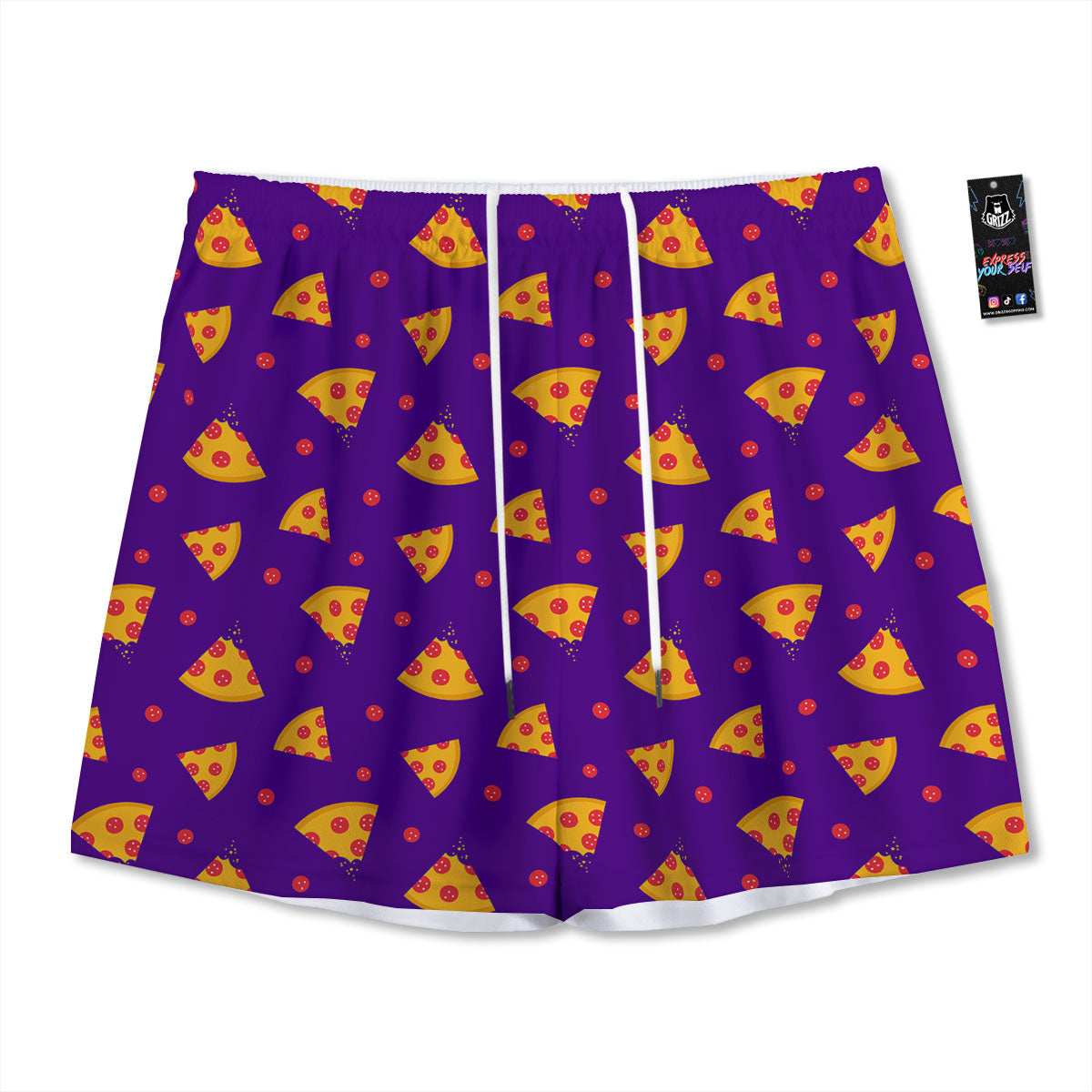 Pizza Purple Print Pattern Mesh Shorts