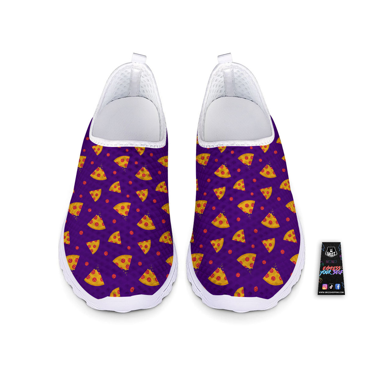 Pizza Purple Print Pattern Nurse Shoes-grizzshop