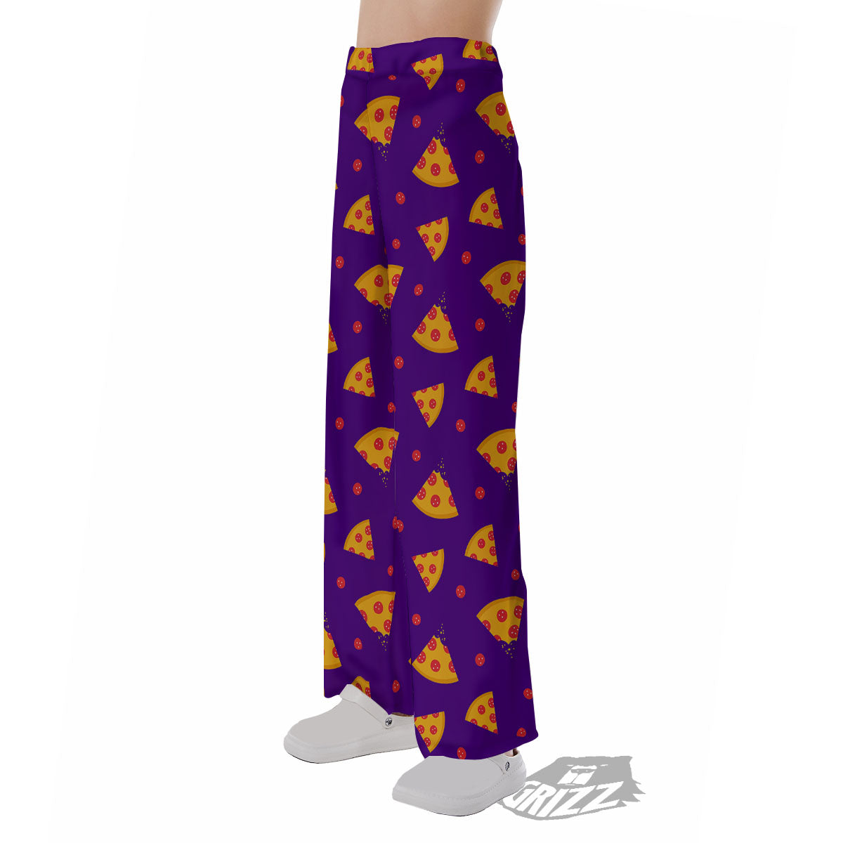 Pizza Purple Print Pattern Pajama Pants-grizzshop