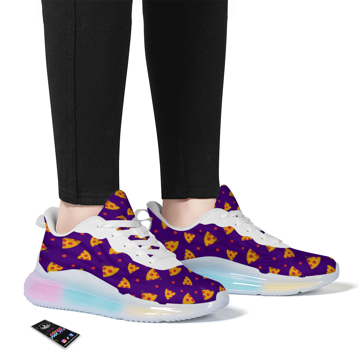 Pizza Purple Print Pattern Running Sneakers-grizzshop