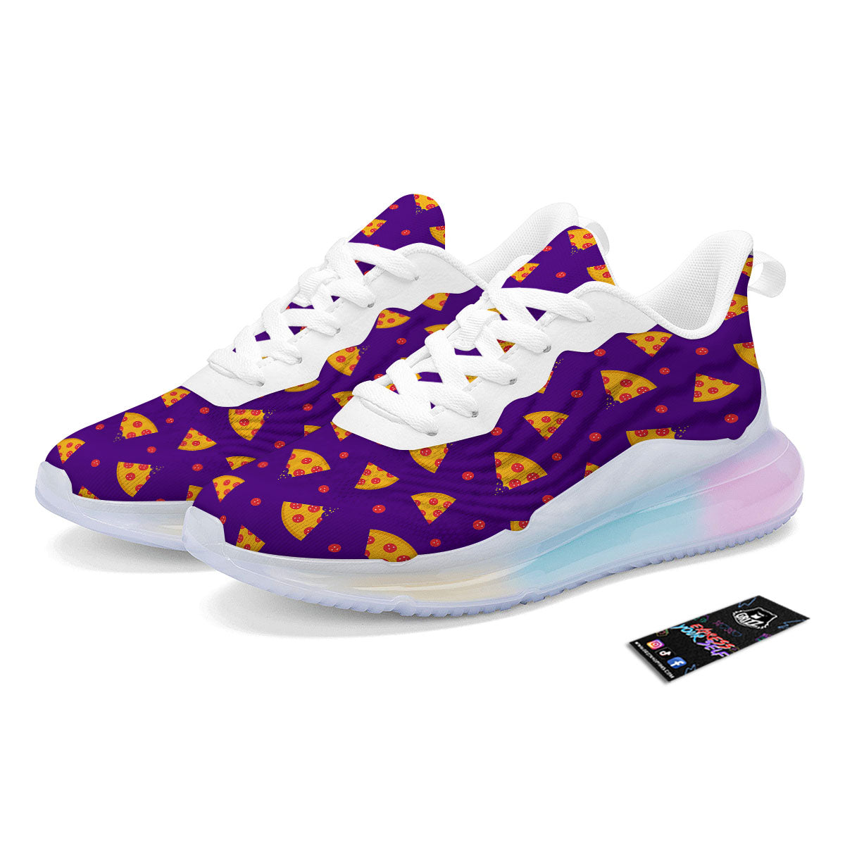 Pizza Purple Print Pattern Running Sneakers-grizzshop