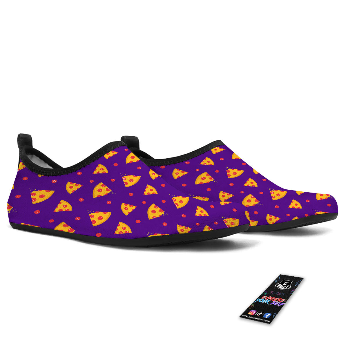 Pizza Purple Print Pattern Water Shoes-grizzshop