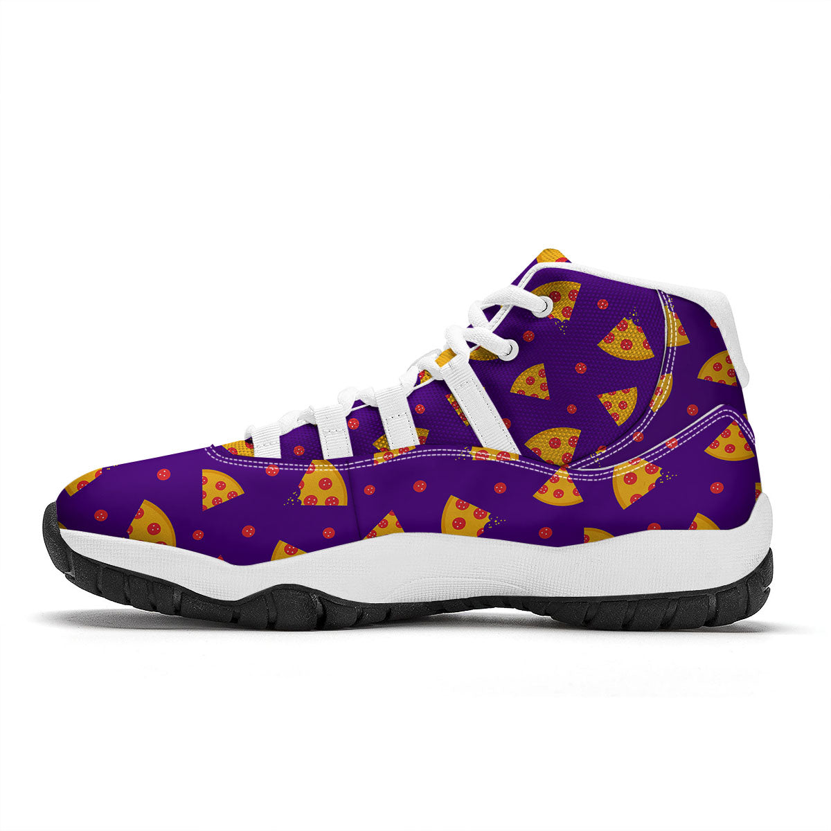Pizza Purple Print Pattern White Bball Shoes-grizzshop