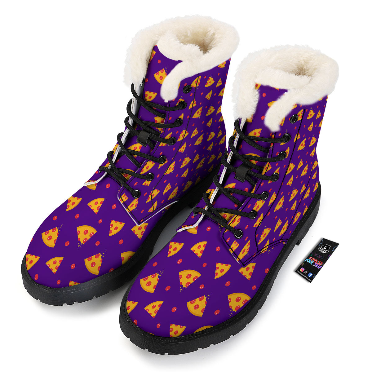 Pizza Purple Print Pattern Winter Boots-grizzshop