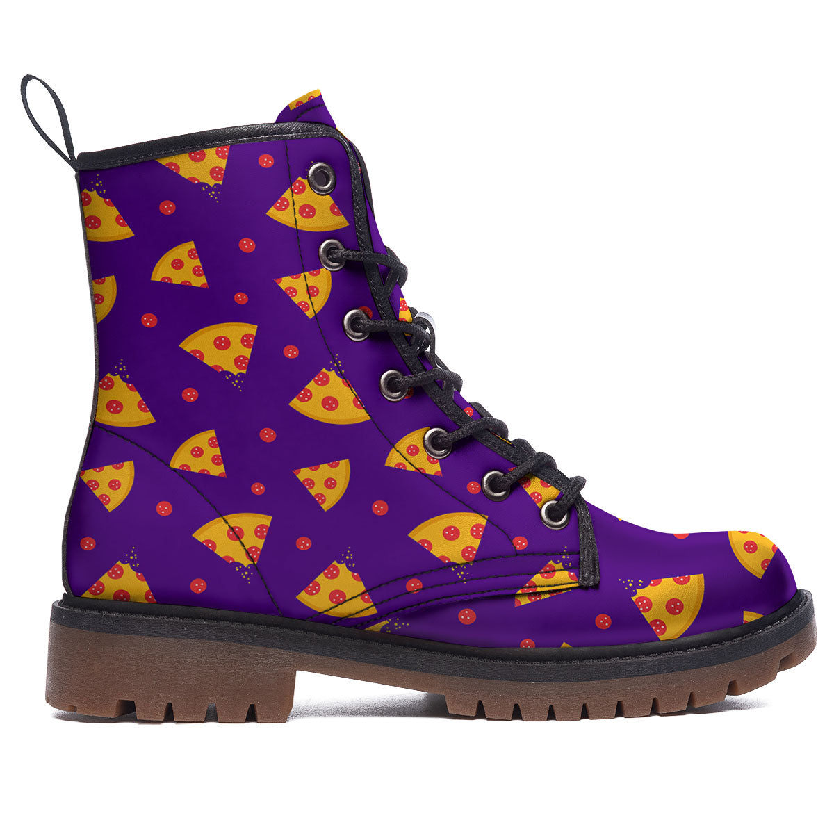 Pizza Purple Print Pattern Work Boots-grizzshop