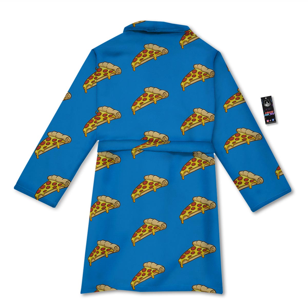 Pizza Teal Print Pattern Bathrobe-grizzshop