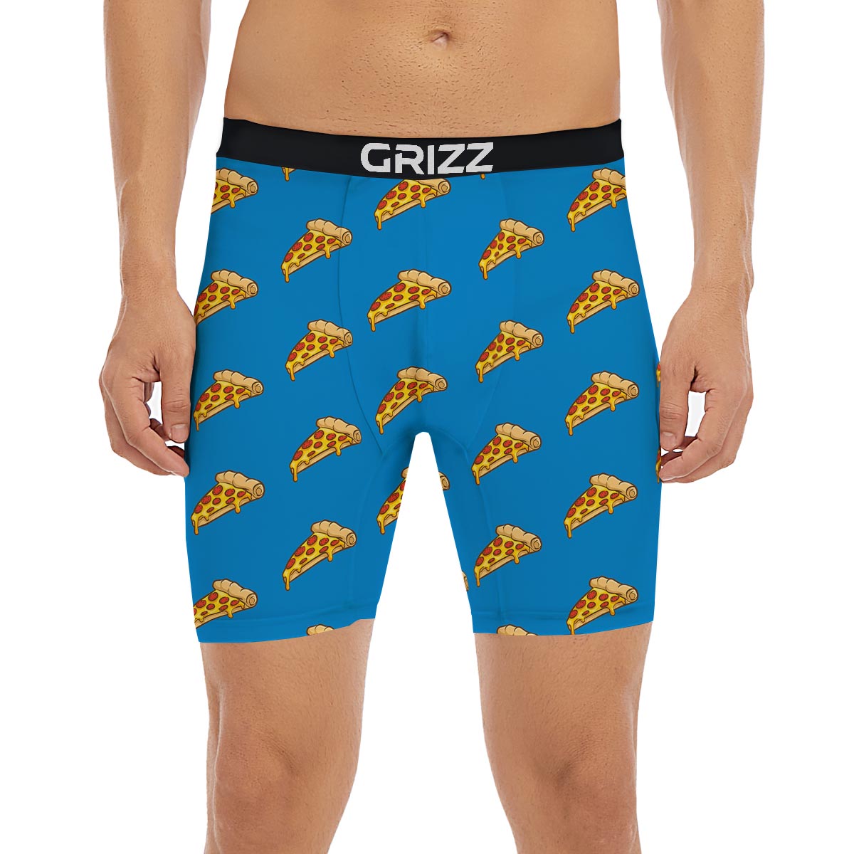 Pizza Teal Print Pattern Boxer Briefs-grizzshop