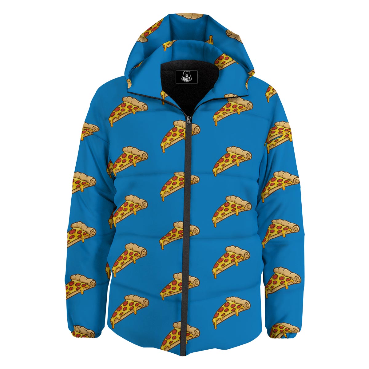 Pizza Teal Print Pattern Down Jacket-grizzshop