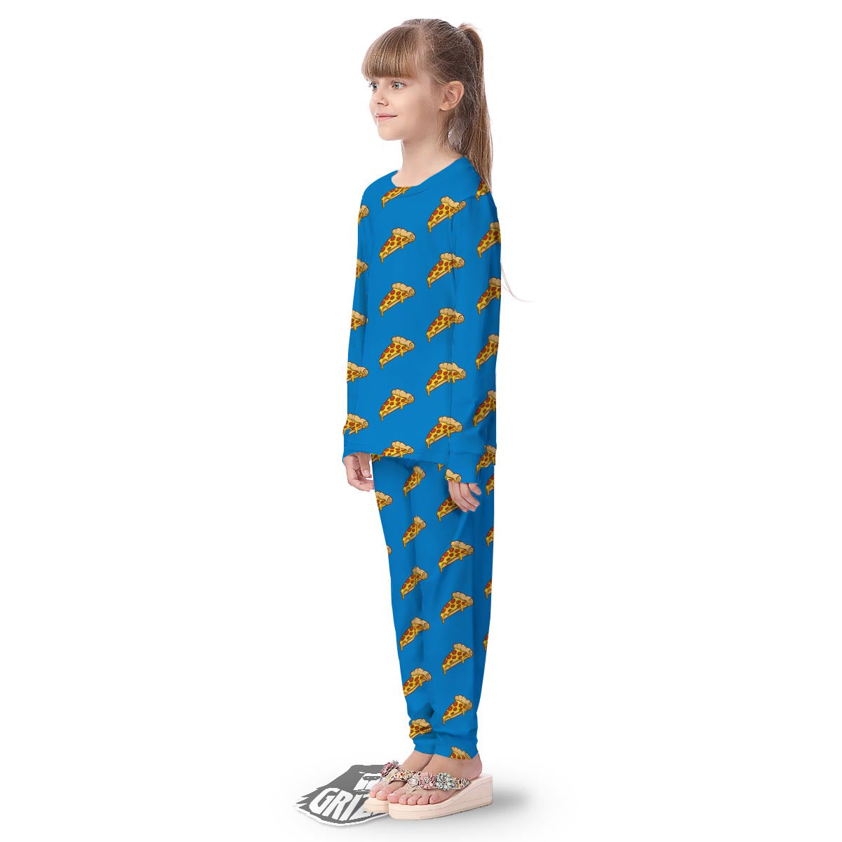 Pizza Teal Print Pattern Kid's Pajamas-grizzshop