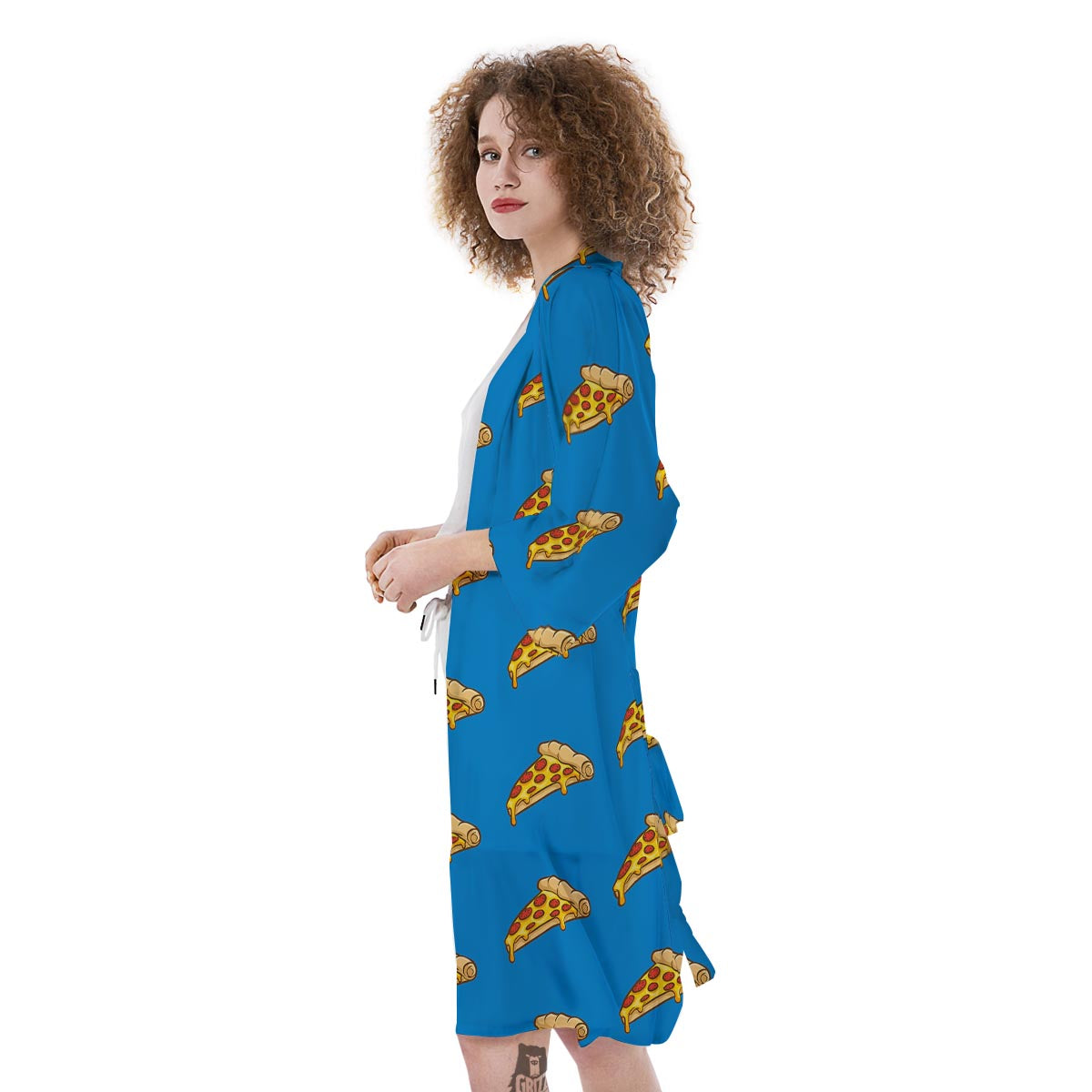 Pizza Teal Print Pattern Kimono-grizzshop