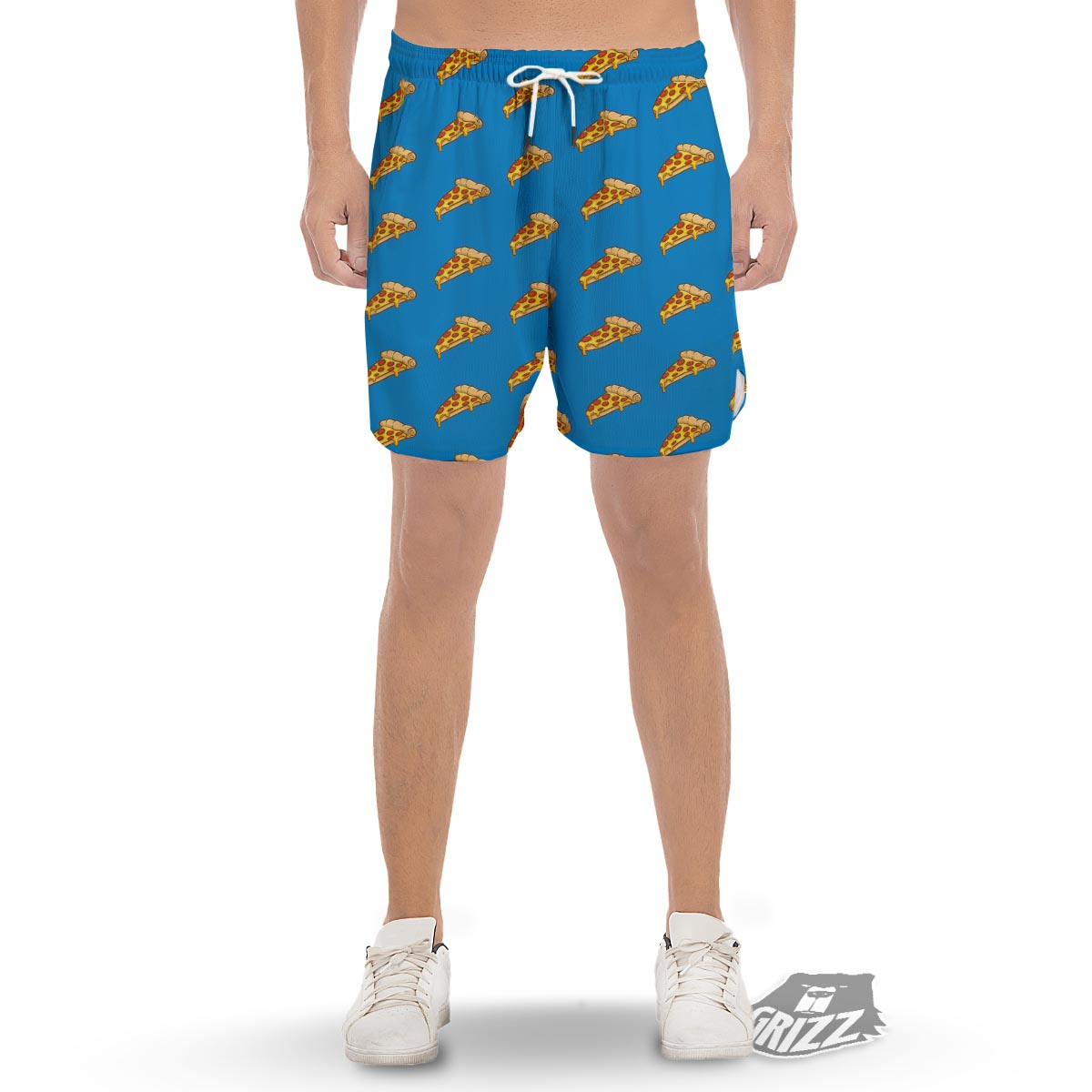 Pizza Teal Print Pattern Men's Gym Shorts-grizzshop