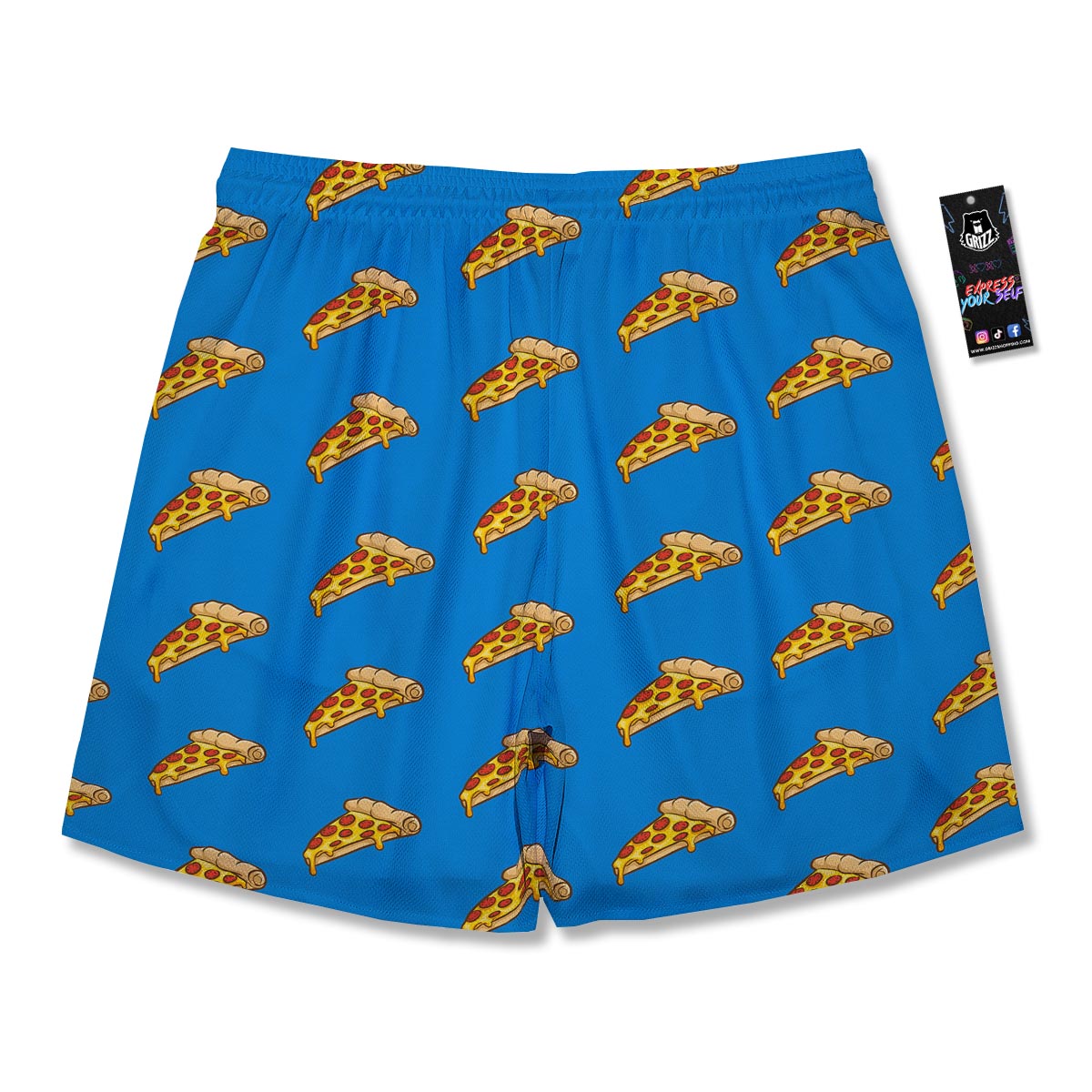 Pizza Teal Print Pattern Men's Running Shorts-grizzshop