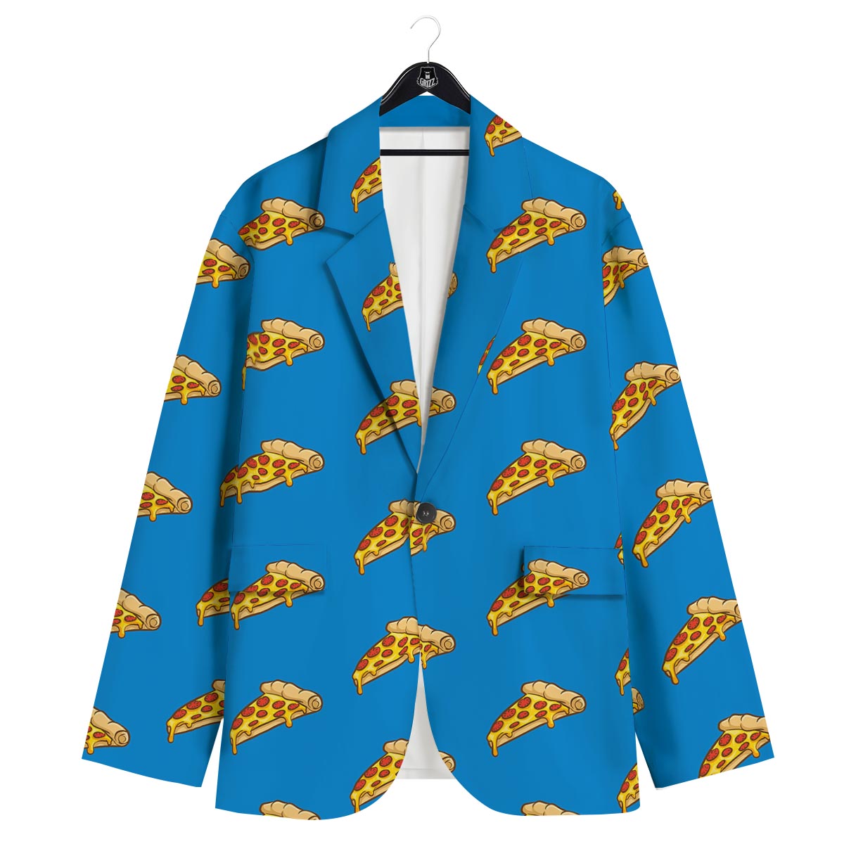 Pizza Teal Print Pattern Men's Sport Coat-grizzshop