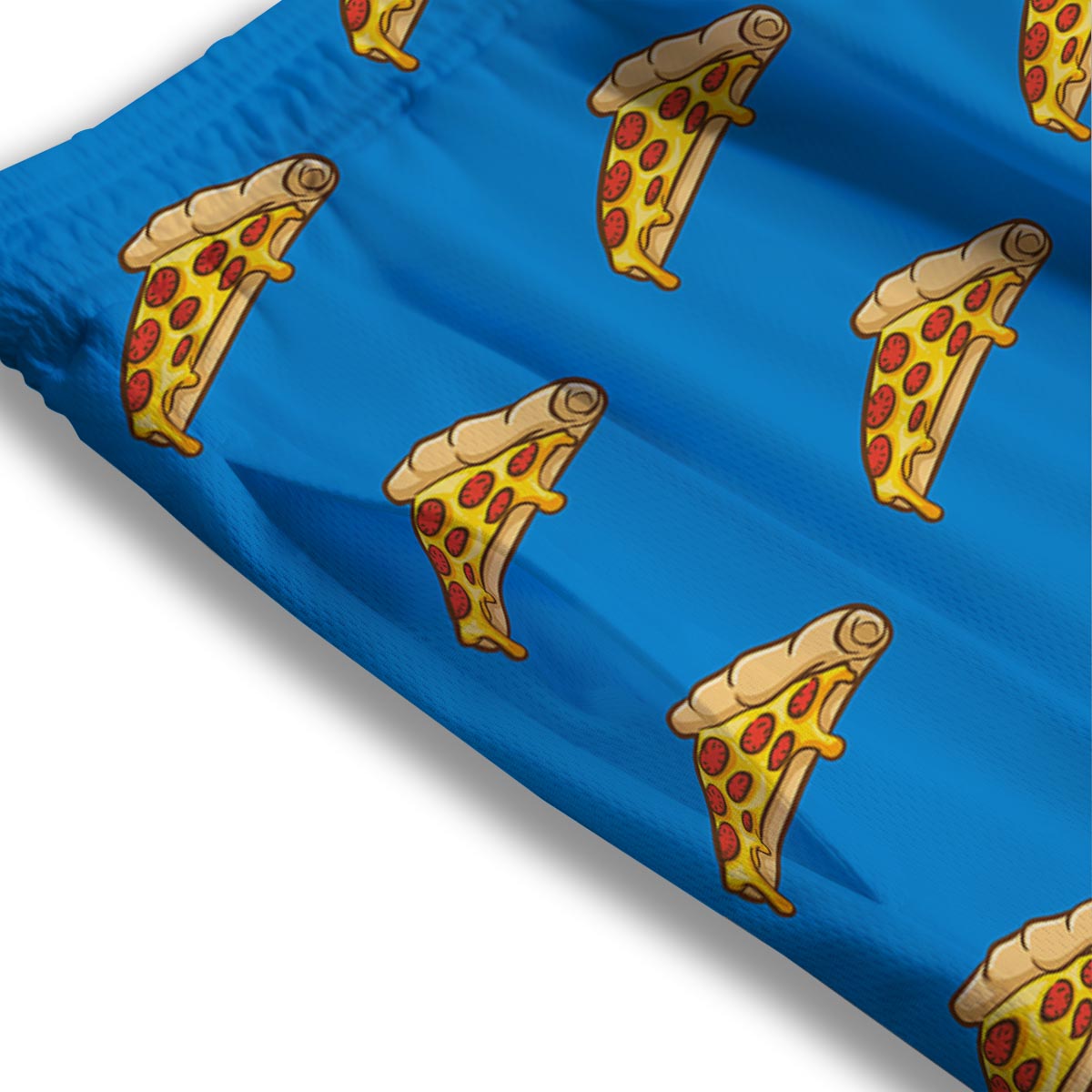 Pizza Teal Print Pattern Mesh Shorts