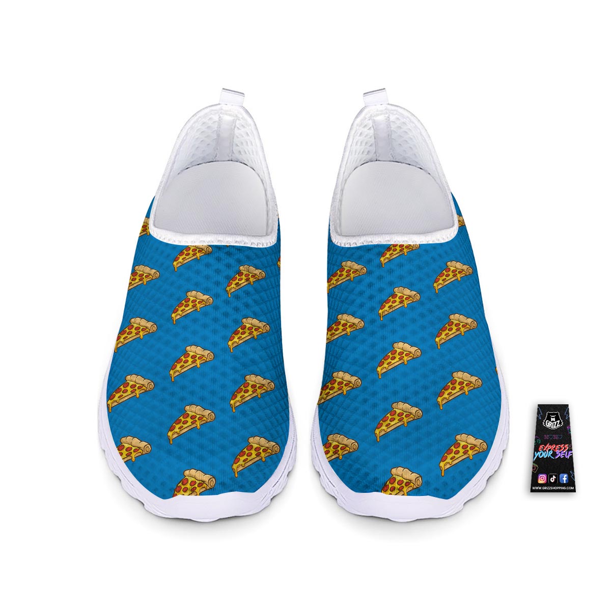 Pizza Teal Print Pattern Nurse Shoes-grizzshop
