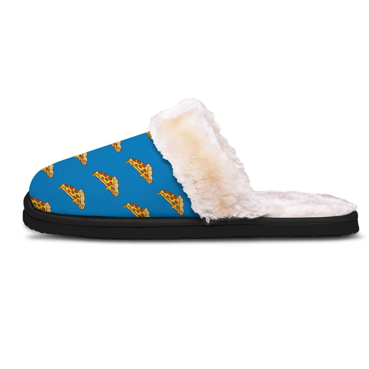 Pizza Teal Print Pattern Slippers-grizzshop