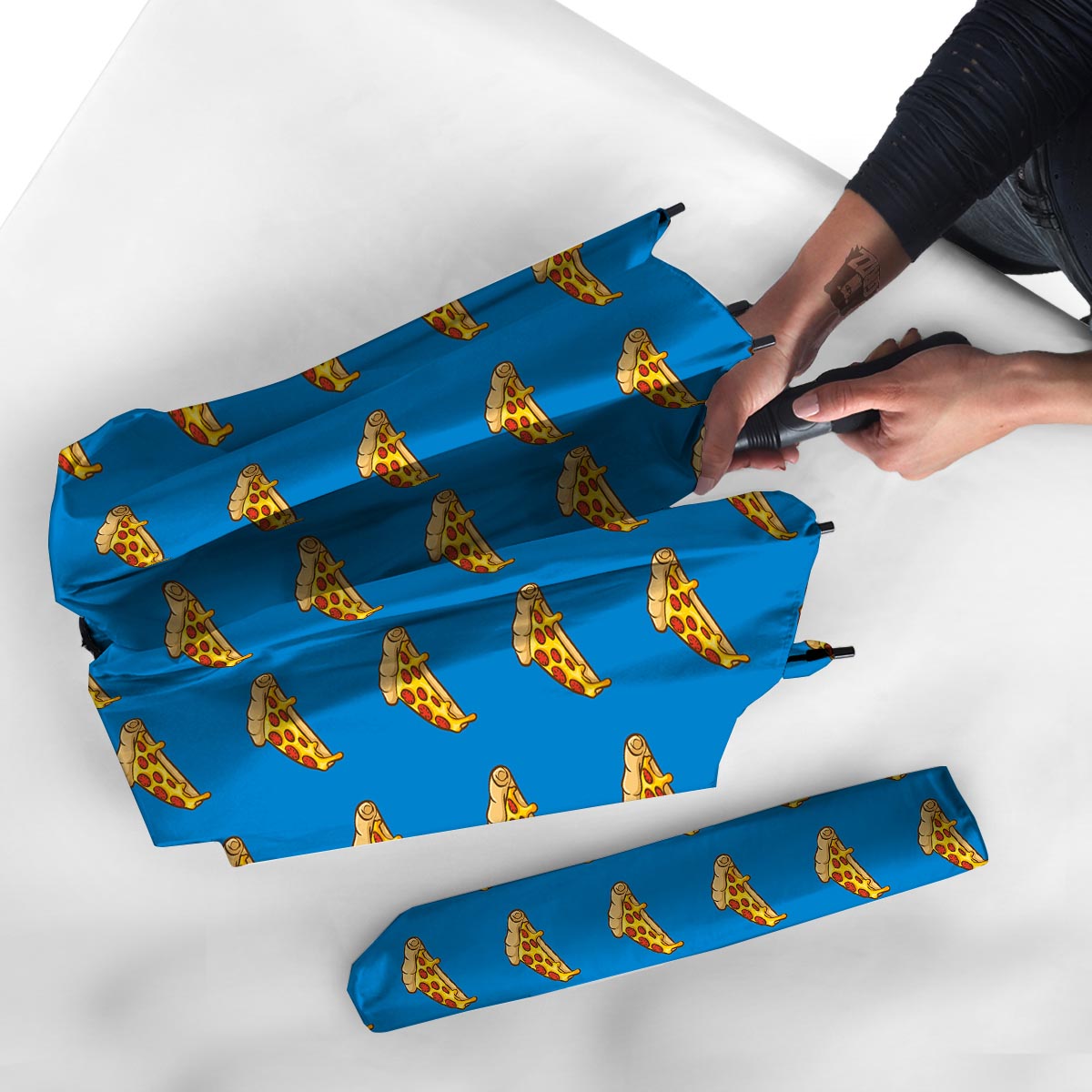 Pizza Teal Print Pattern Umbrella-grizzshop