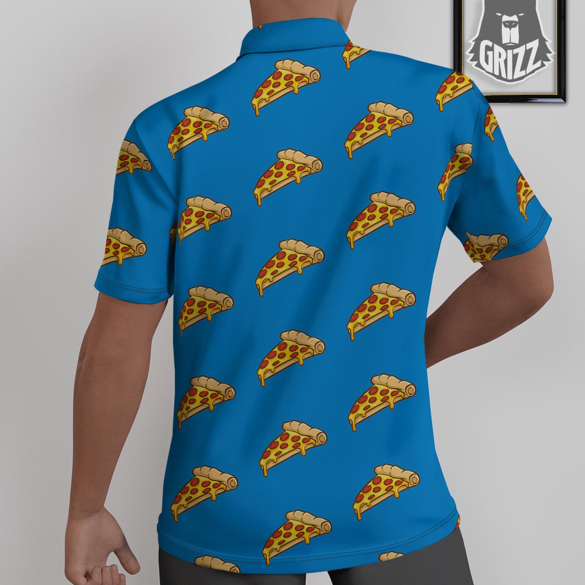 Pizza Teal Print Pattern Untucked Shirts-grizzshop