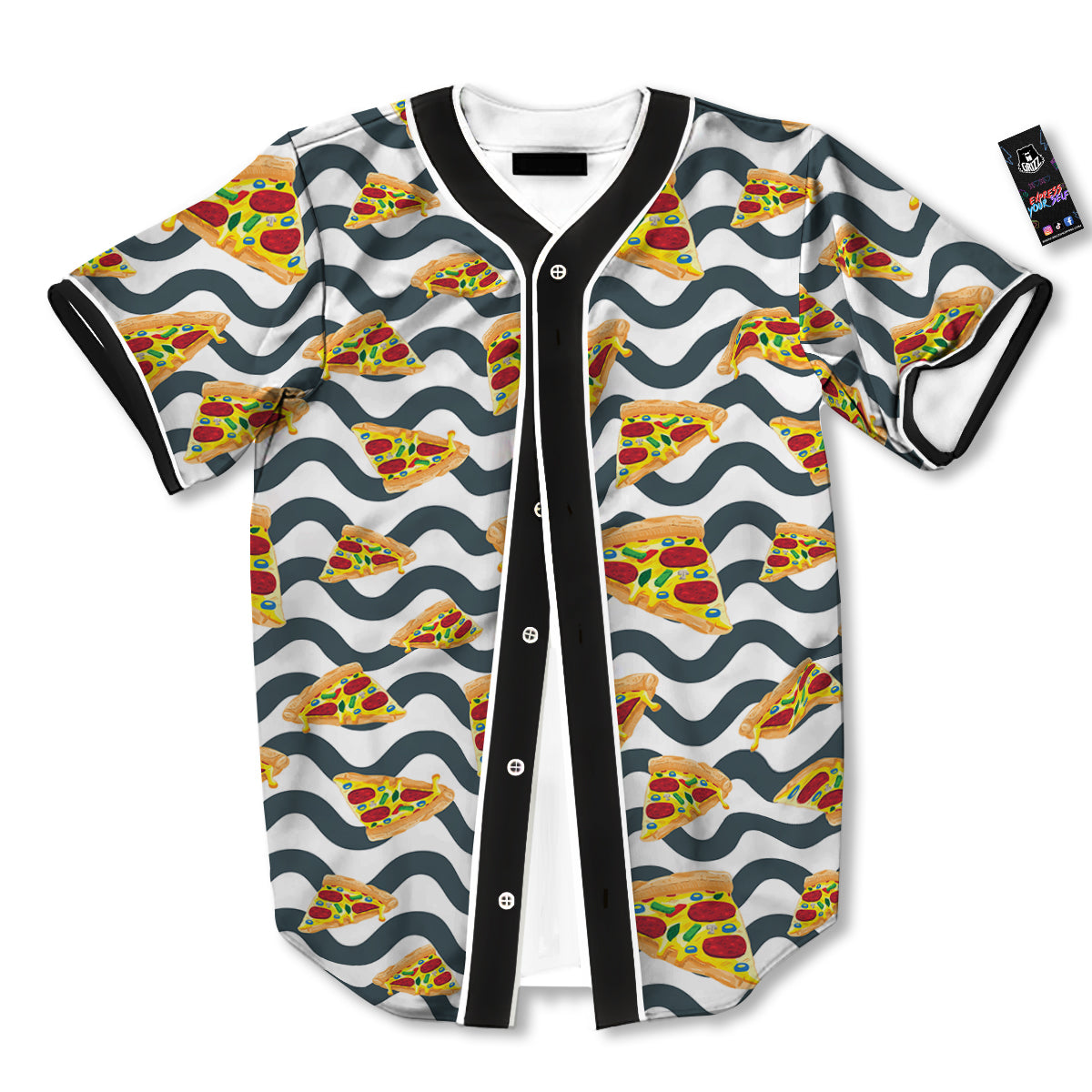 Pizza Zigzag Print Pattern Baseball Jersey-grizzshop