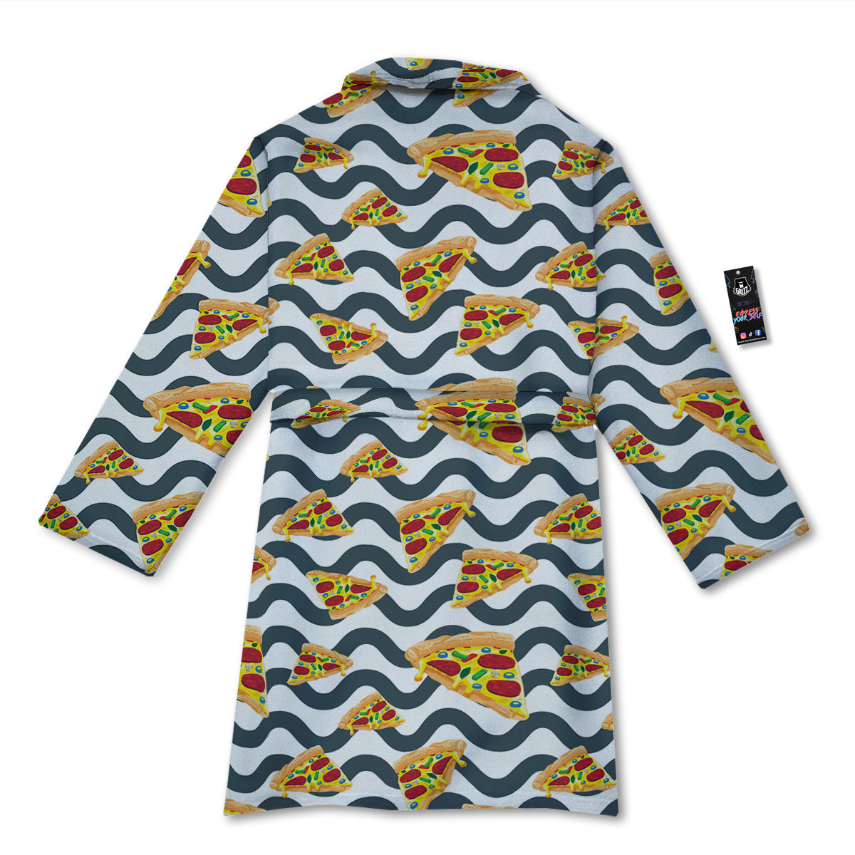Pizza Zigzag Print Pattern Bathrobe-grizzshop