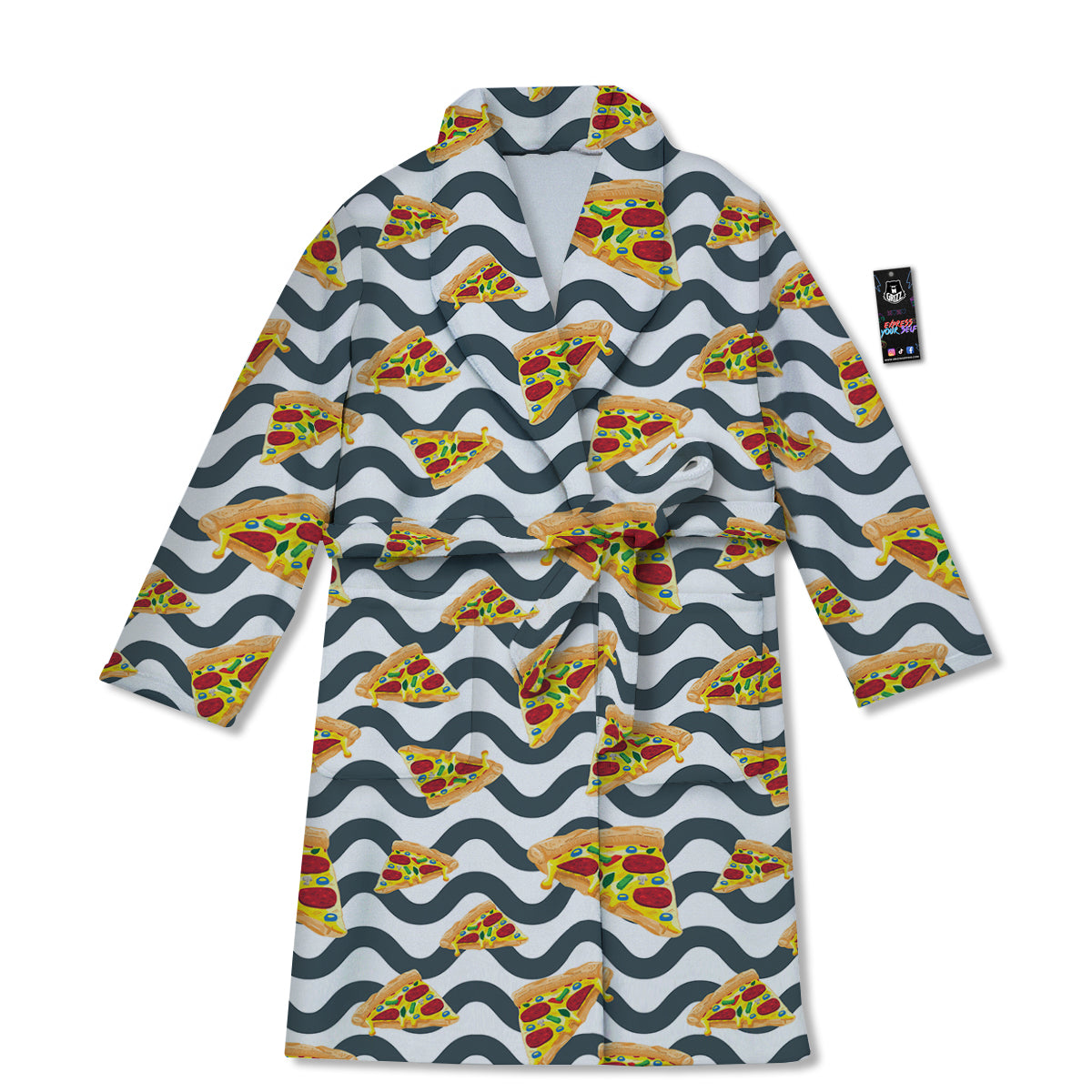 Pizza Zigzag Print Pattern Bathrobe-grizzshop