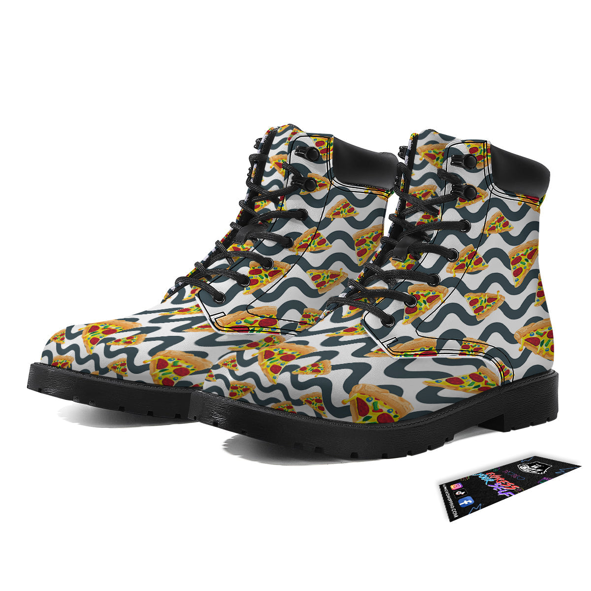 Pizza Zigzag Print Pattern Boots-grizzshop