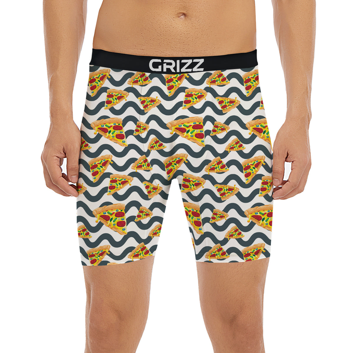 Pizza Zigzag Print Pattern Boxer Briefs-grizzshop
