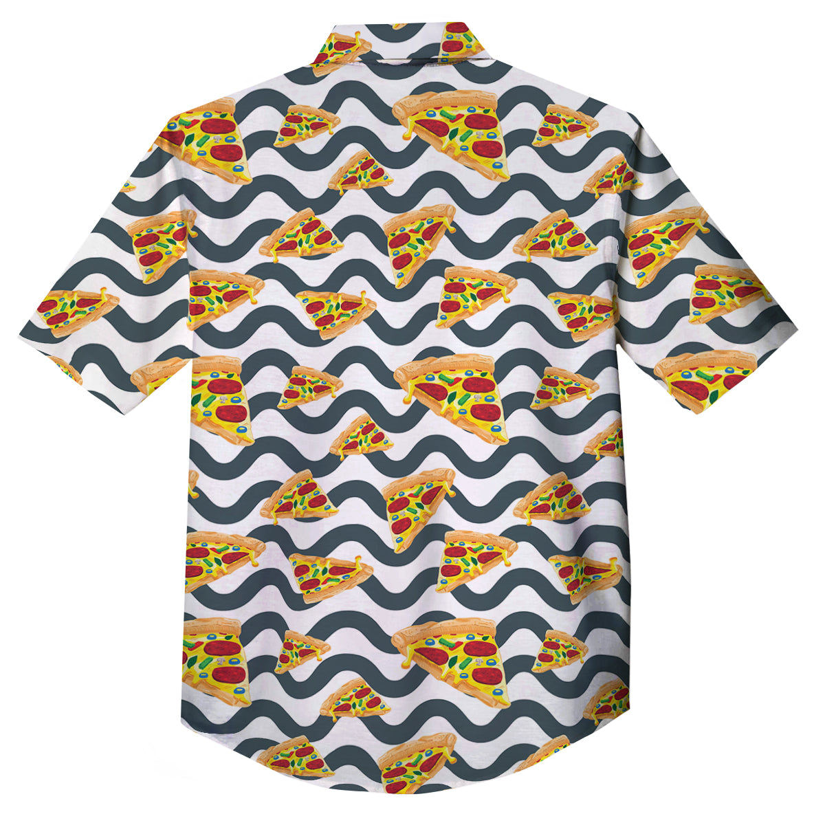 Pizza Zigzag Print Pattern Button Up Shirt-grizzshop