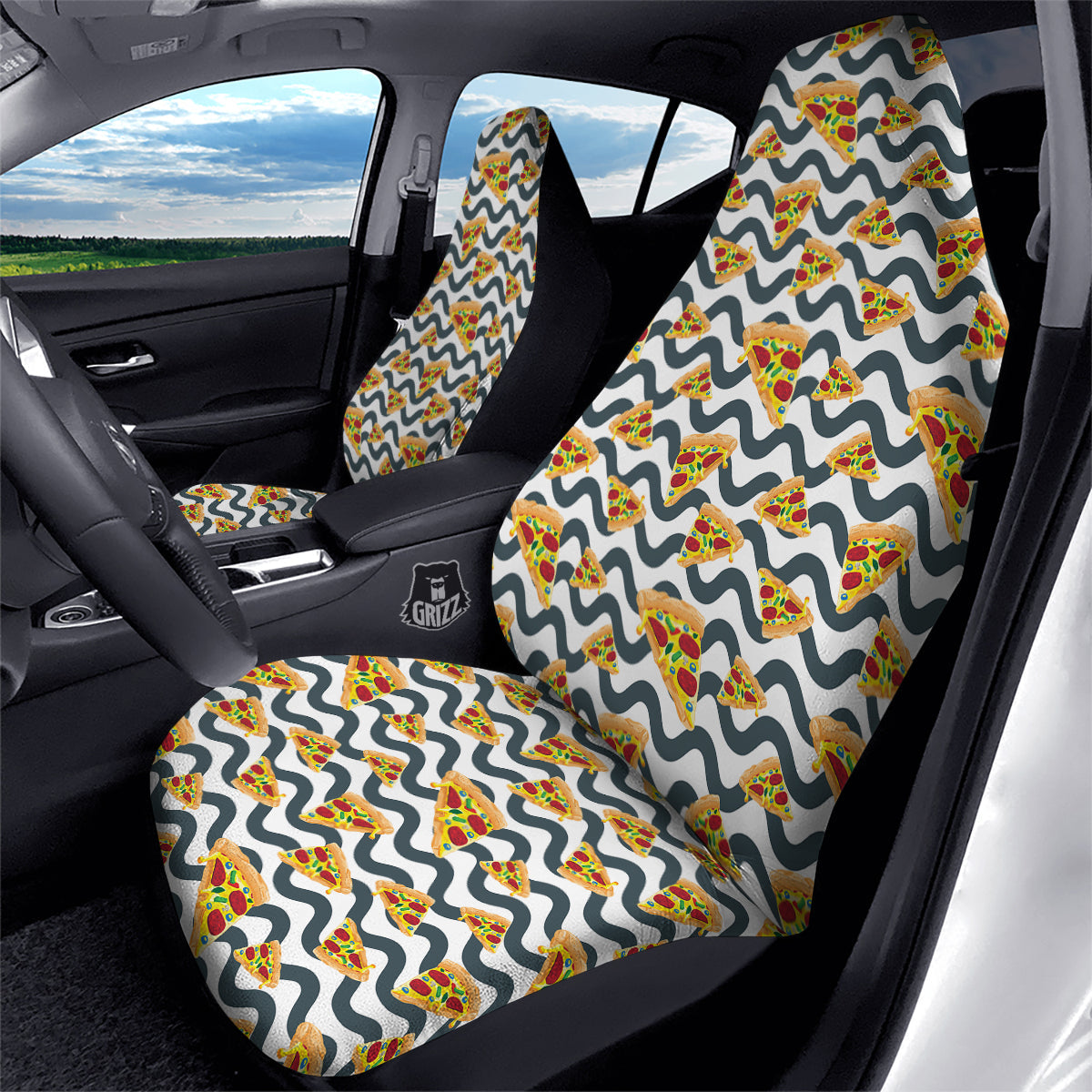 Pizza Zigzag Print Pattern Car Seat Covers-grizzshop
