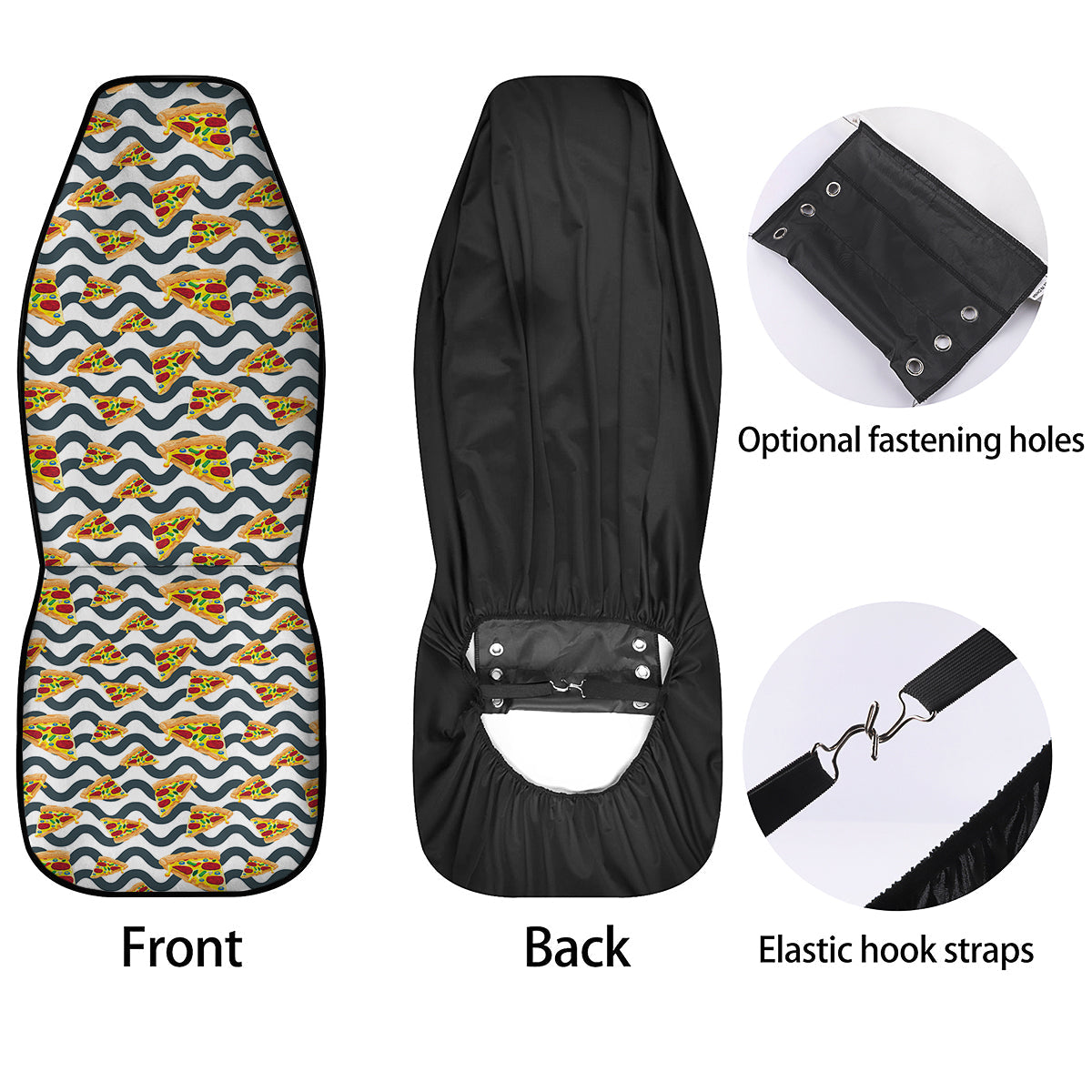 Pizza Zigzag Print Pattern Car Seat Covers-grizzshop
