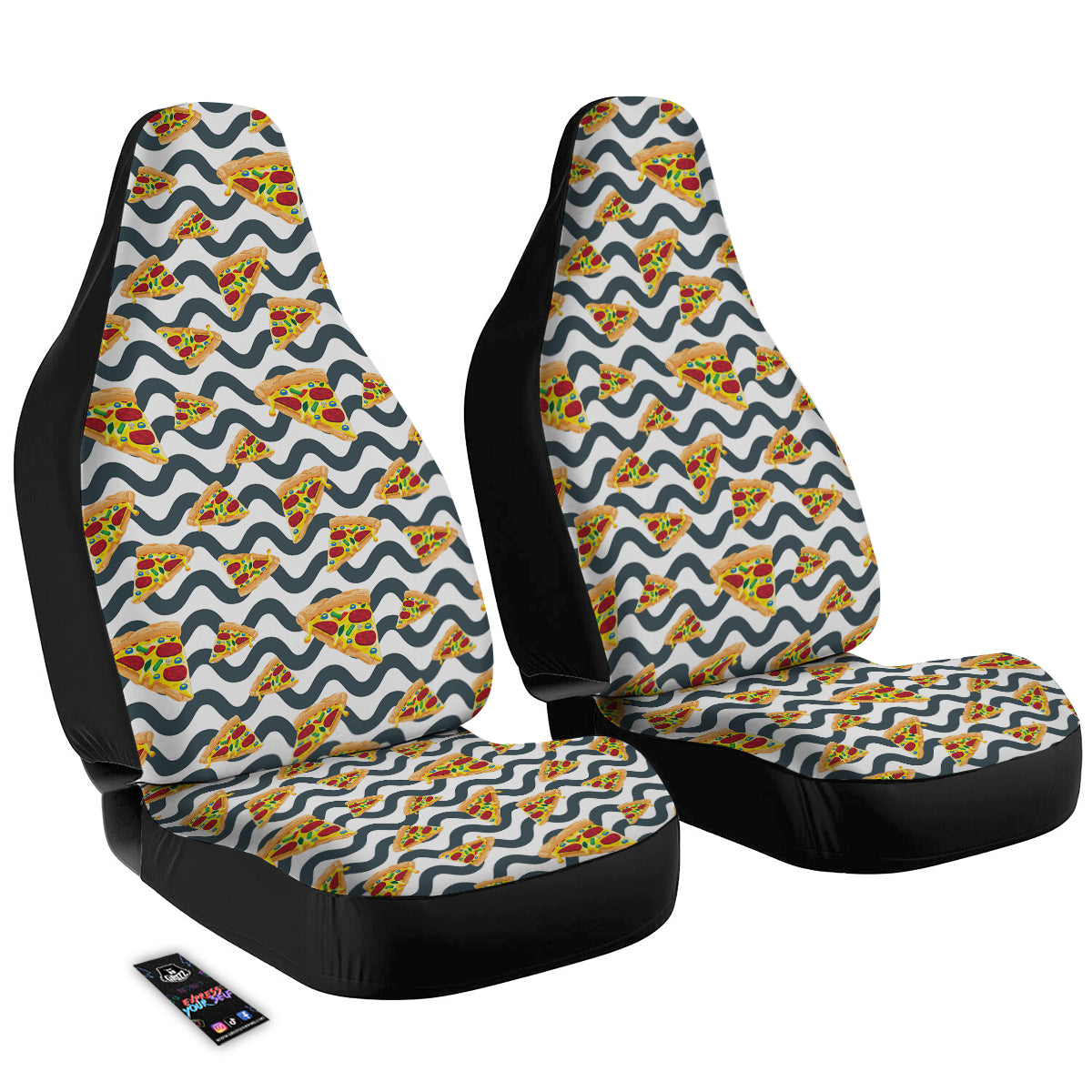 Pizza Zigzag Print Pattern Car Seat Covers-grizzshop