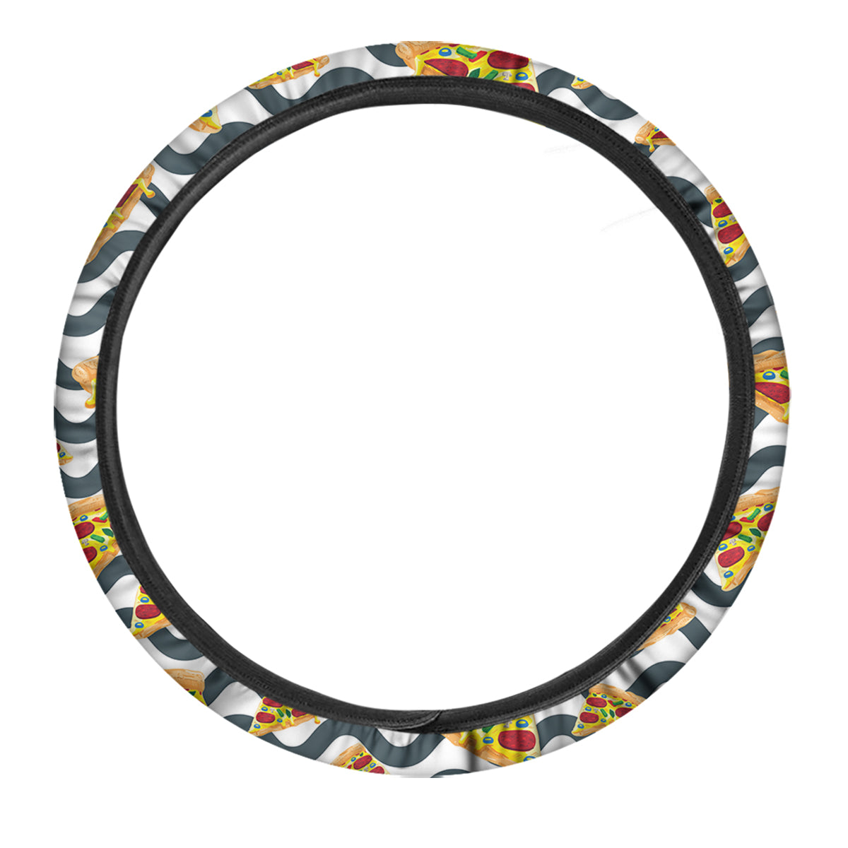 Pizza Zigzag Print Pattern Car Steering Wheel Cover-grizzshop