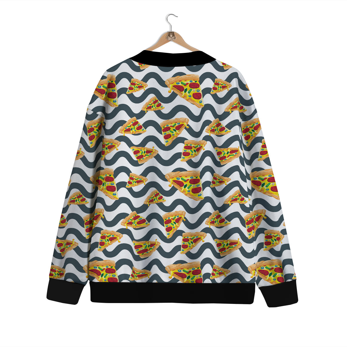 Pizza Zigzag Print Pattern Cardigan-grizzshop