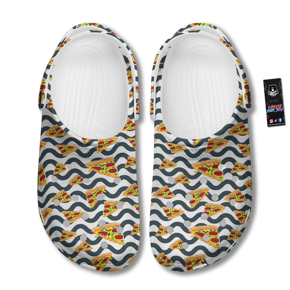 Pizza Zigzag Print Pattern Clog-grizzshop