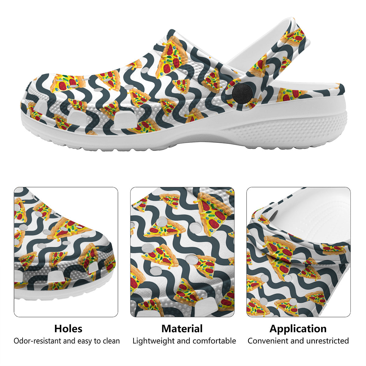 Pizza Zigzag Print Pattern Clog-grizzshop