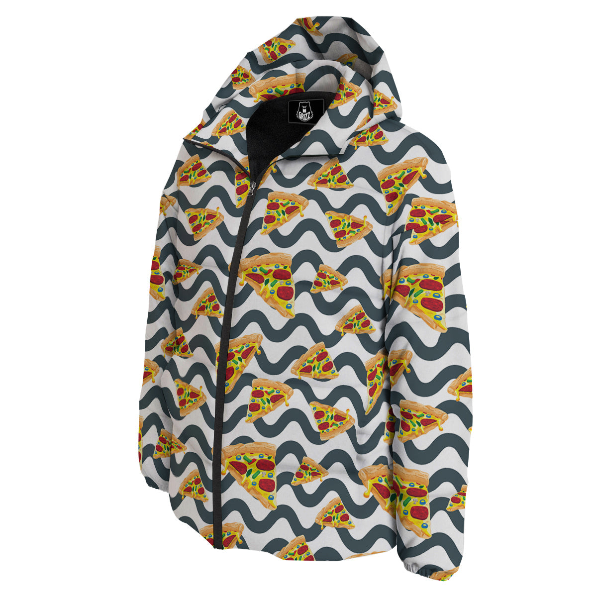 Pizza Zigzag Print Pattern Down Jacket-grizzshop