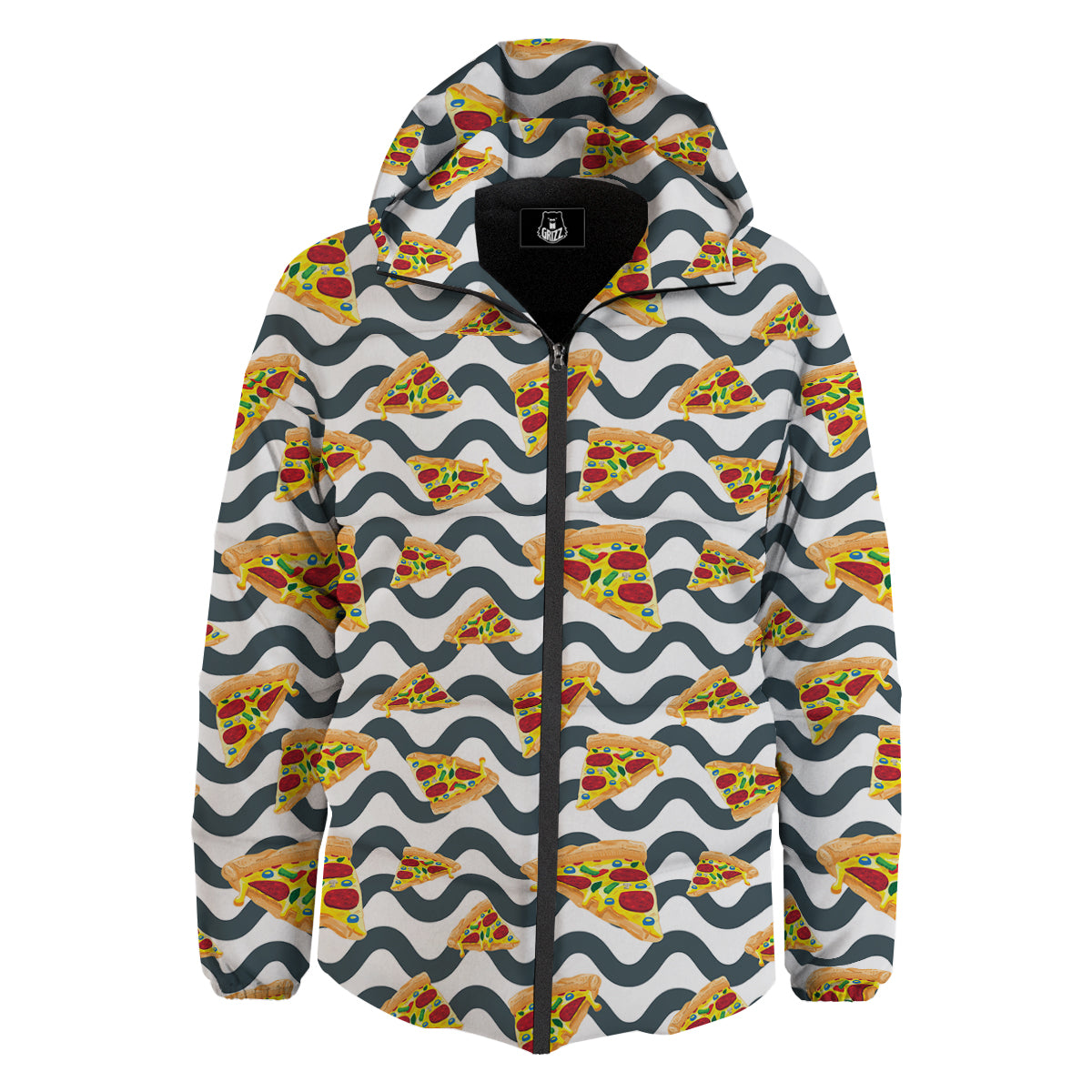 Pizza Zigzag Print Pattern Down Jacket-grizzshop