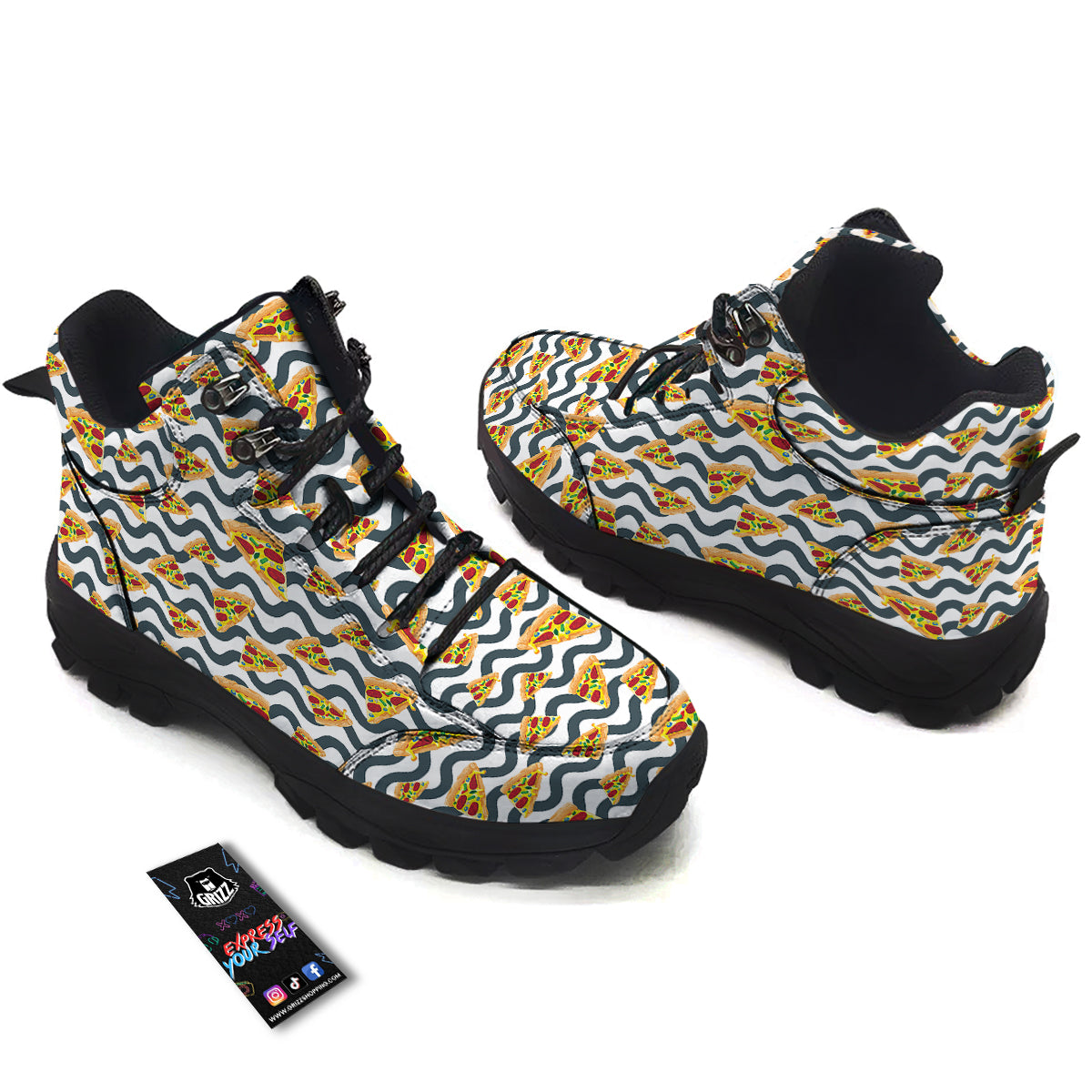 Pizza Zigzag Print Pattern Hiking Shoes-grizzshop