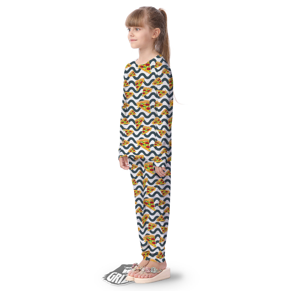 Pizza Zigzag Print Pattern Kid's Pajamas-grizzshop