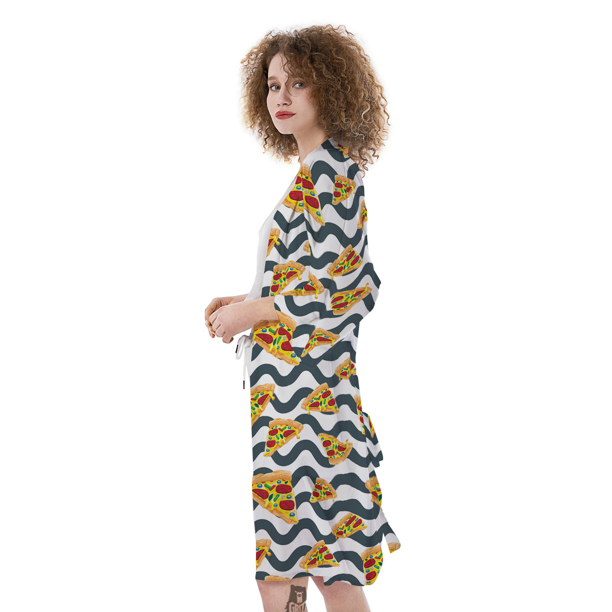 Pizza Zigzag Print Pattern Kimono-grizzshop