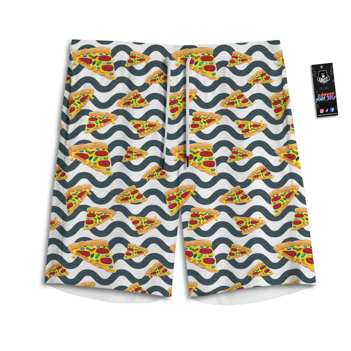 Pizza Zigzag Print Pattern Men's Athletic Shorts